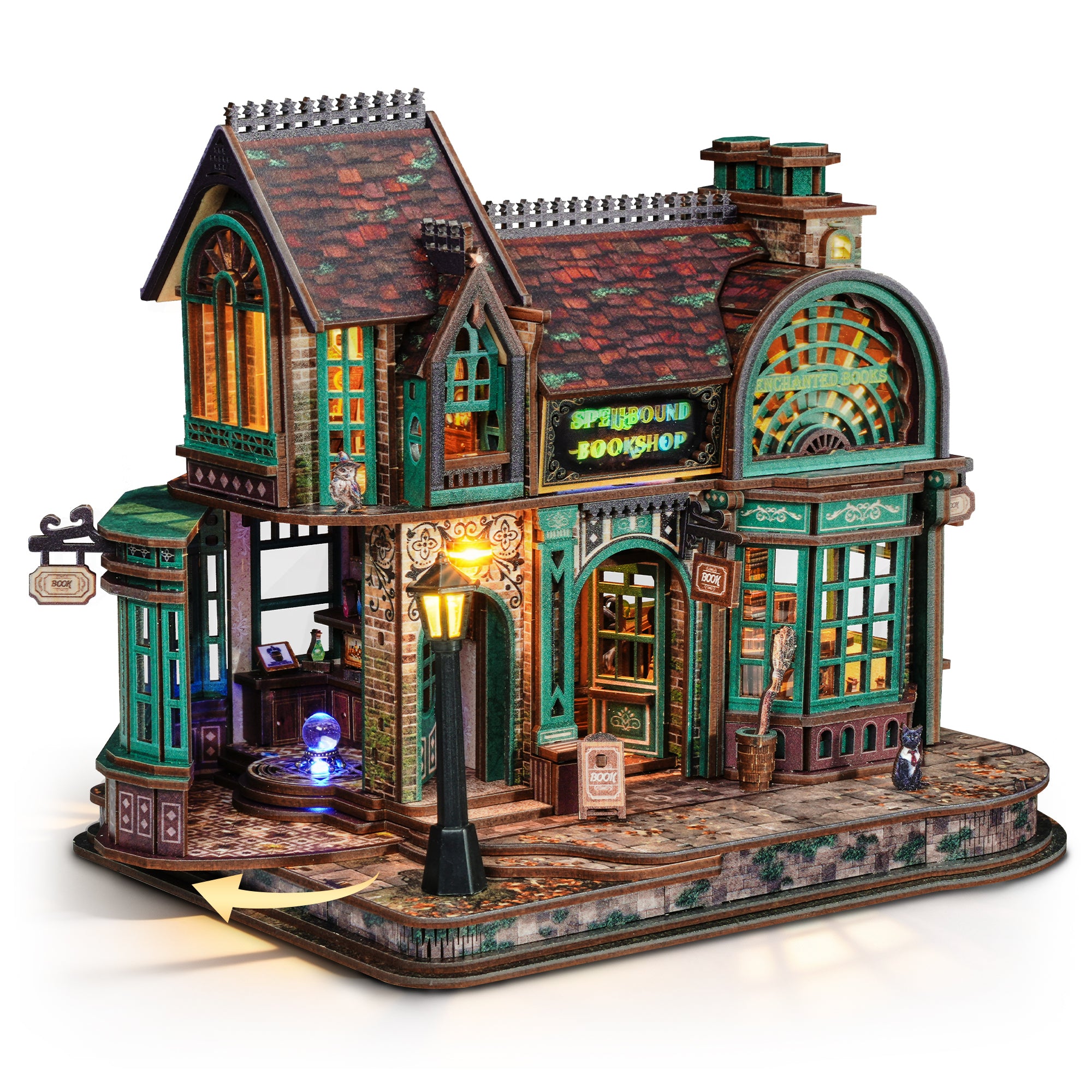 FUNPOLA 3D Wooden Puzzle Magic Bookstore with LEDs
