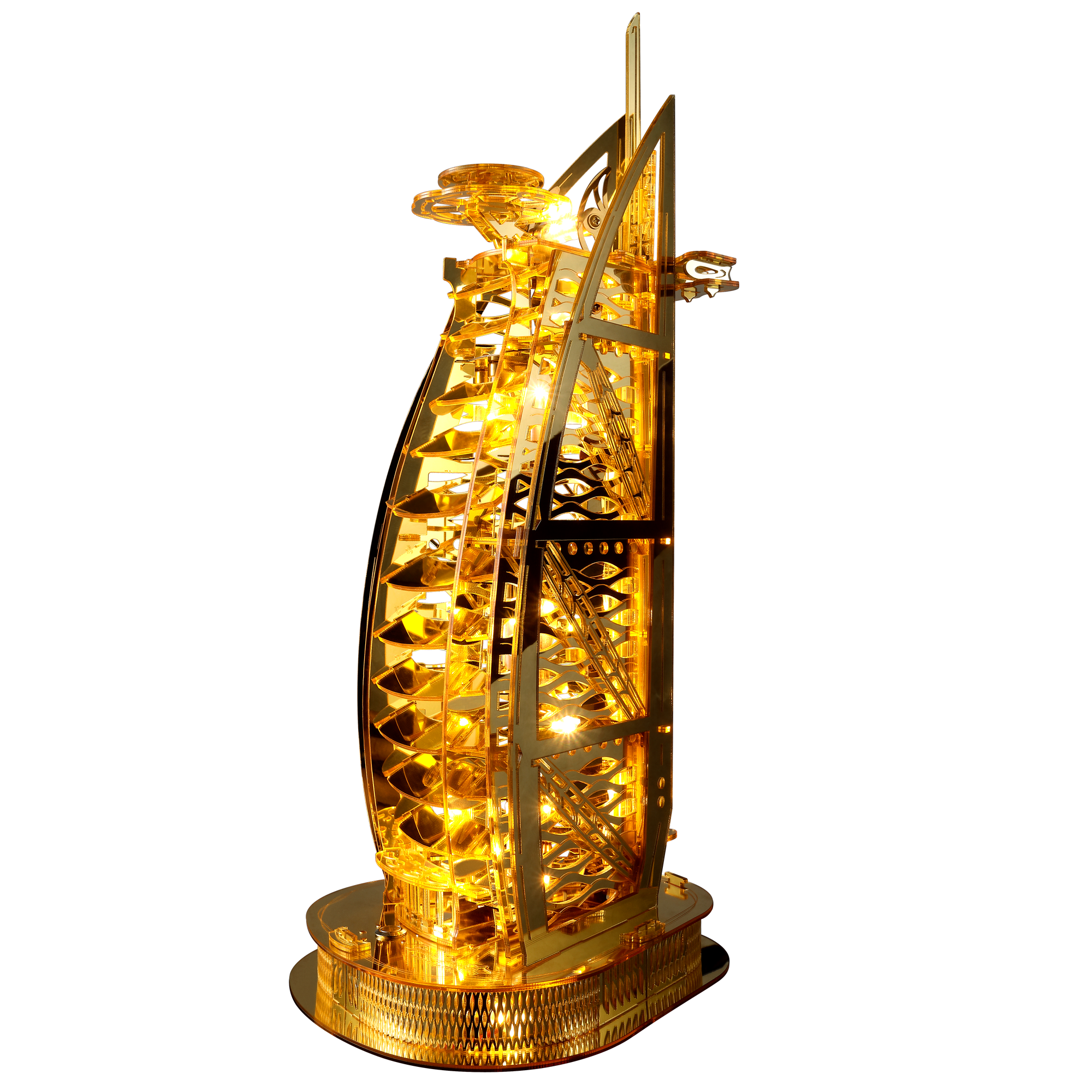 FUNPOLA Super LEDs 3D Puzzle - 3D Architecture Building Model – 3D Acrylic Puzzle Décor Lamp – Golden Landmark of Dubai at Night (Sparkle LED Bulbs, Yellow Light)