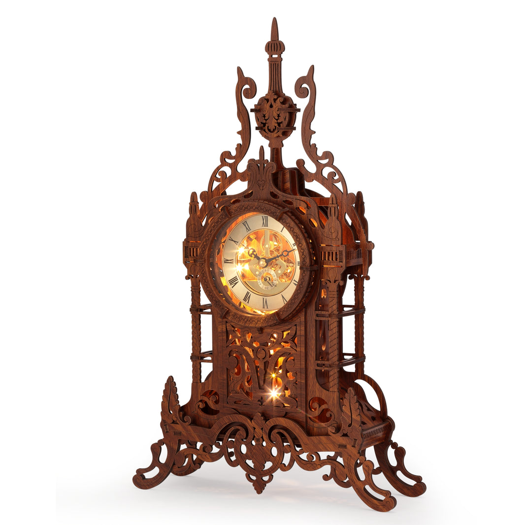 Clock Tower (LED-WTC02) | FUNPOLA LED 3D Wood Puzzle Clock Tower, 3D Puzzle Building Model, 3D Home Décor Puzzle DIY 3D Clock Kit for Adults (LED-WTC02)